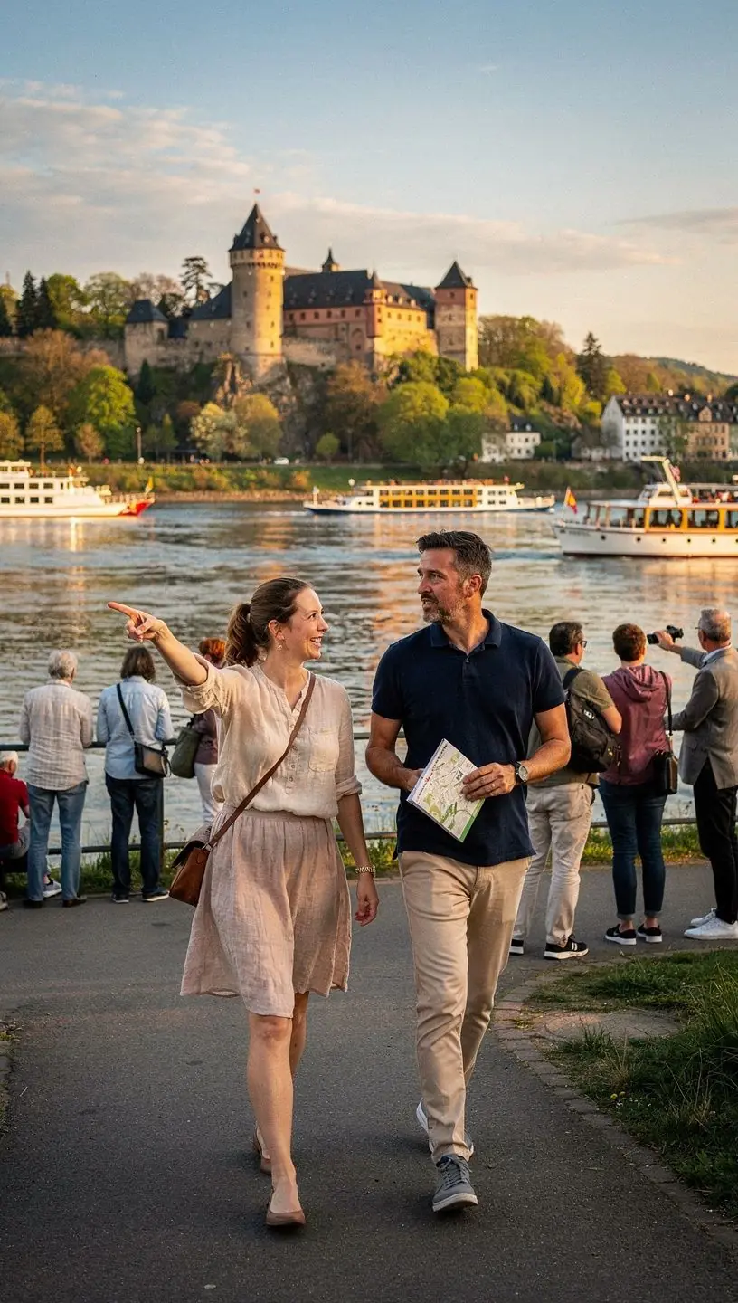 Gedrucktes Routenkit mit detaillierter Karte und Beschreibungen historischer Sehenswürdigkeiten in einer deutschen Stadt.